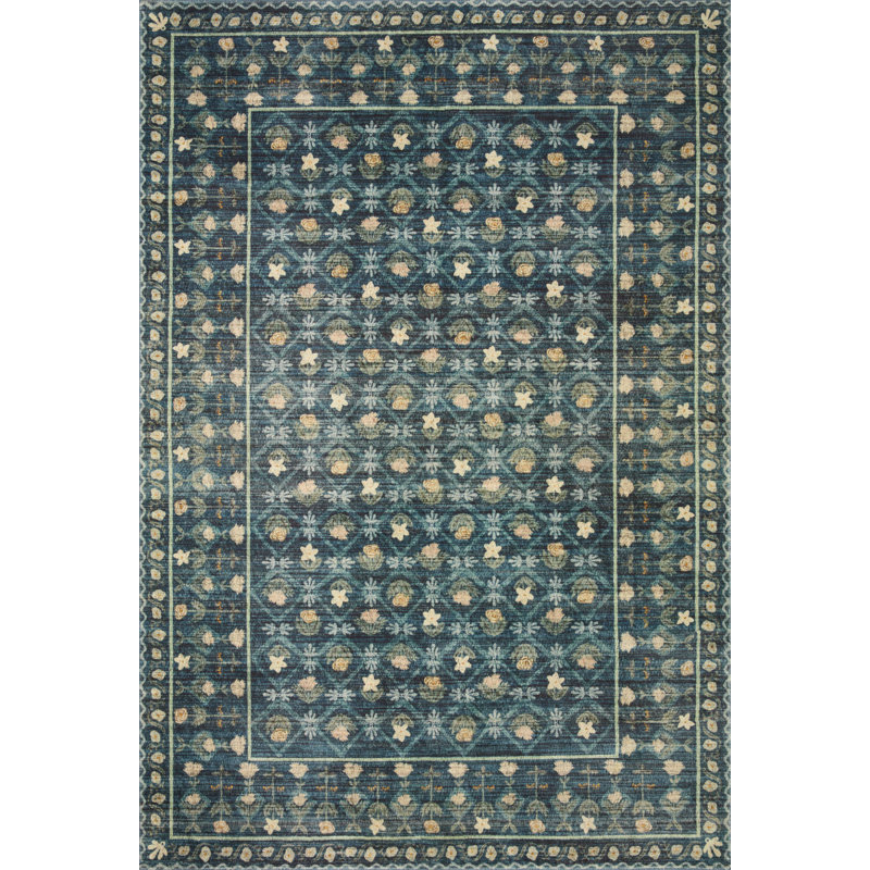 Rifle Paper Co. x Loloi Eden EDE03 Lattice Indigo Rug feat. CloudPile